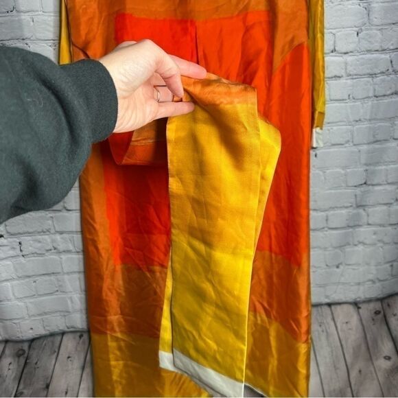 NEW Partow colorblock printed silk wrap tie midi kaftan dress size 6 - Picture 6 of 14